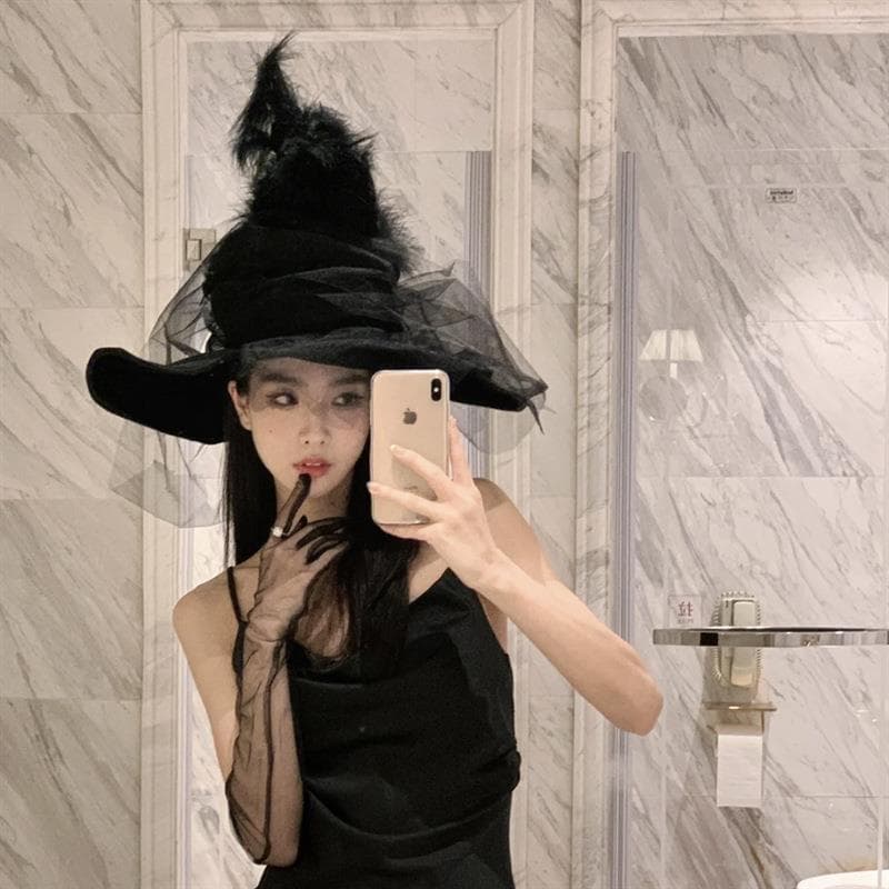 Halloween cos traje vestir-se festa chapéu de bruxa Kendou mesmo estilo bruxa chapéu assistente adulto adereços decoraçã