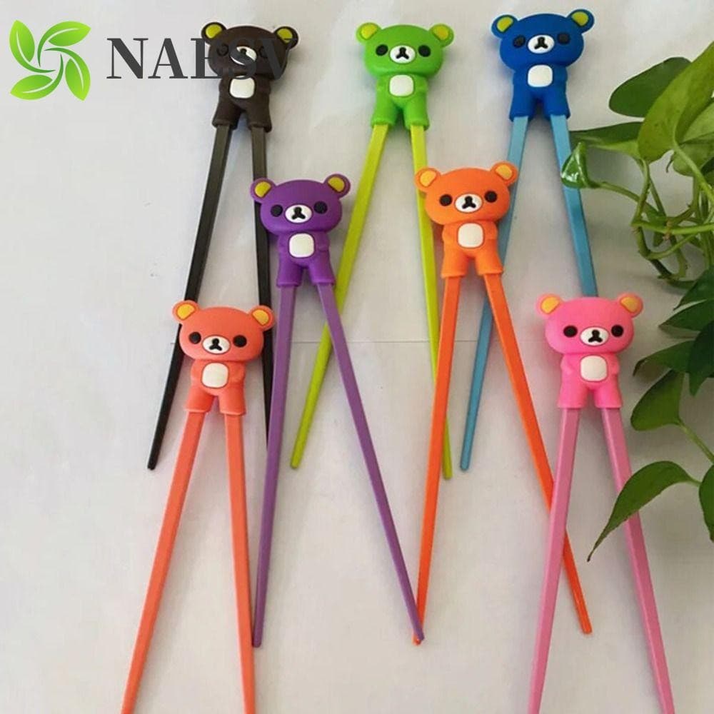 NAESV Chopsticks Learning Aid , Pauzinhos De Treinamento De Urso De Silicone Fáceis De Usar , Multicoloridos