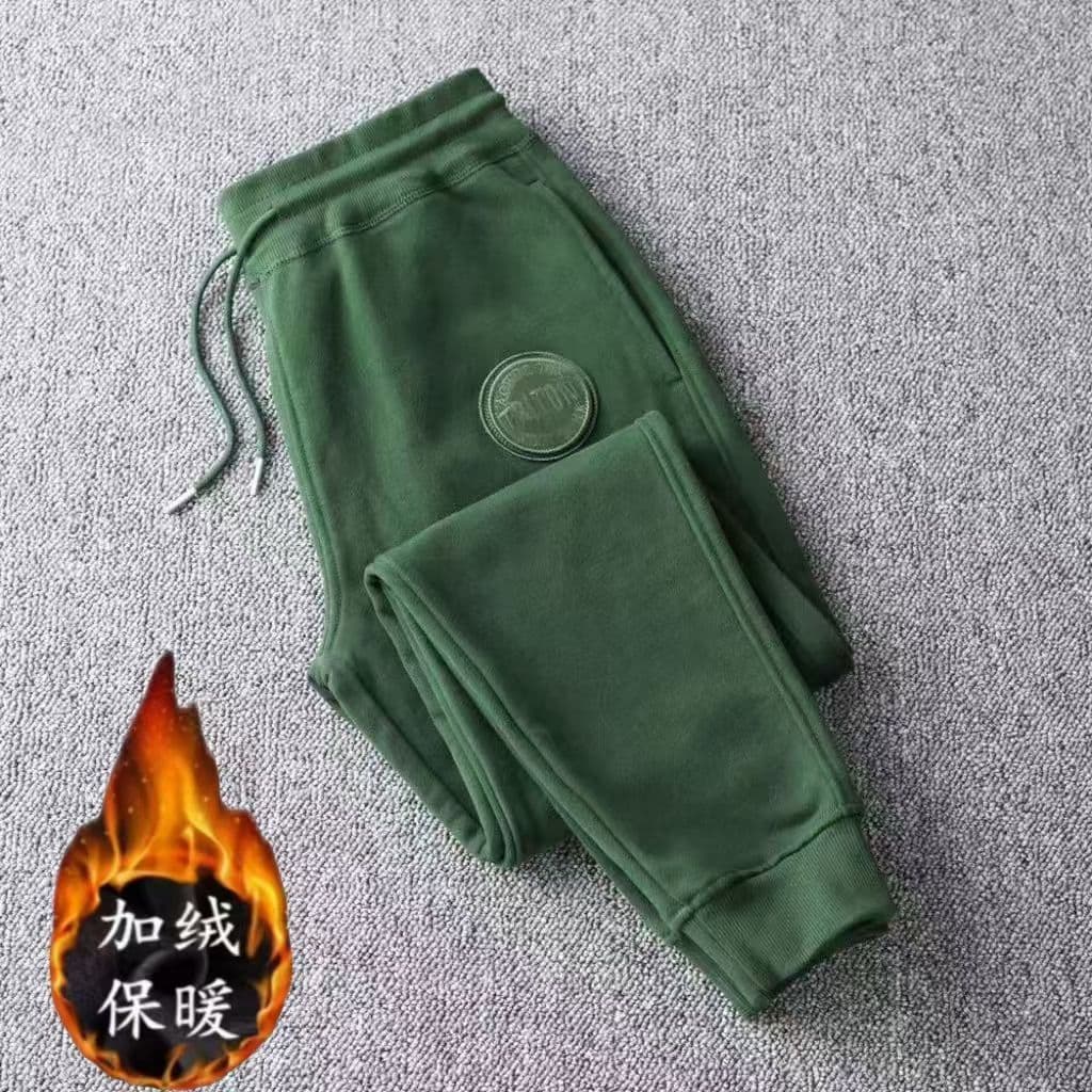 2025 outono inverno novo estilo engrossado fino-ajuste americano esportes casuais calças masculinas cordão bordado quent