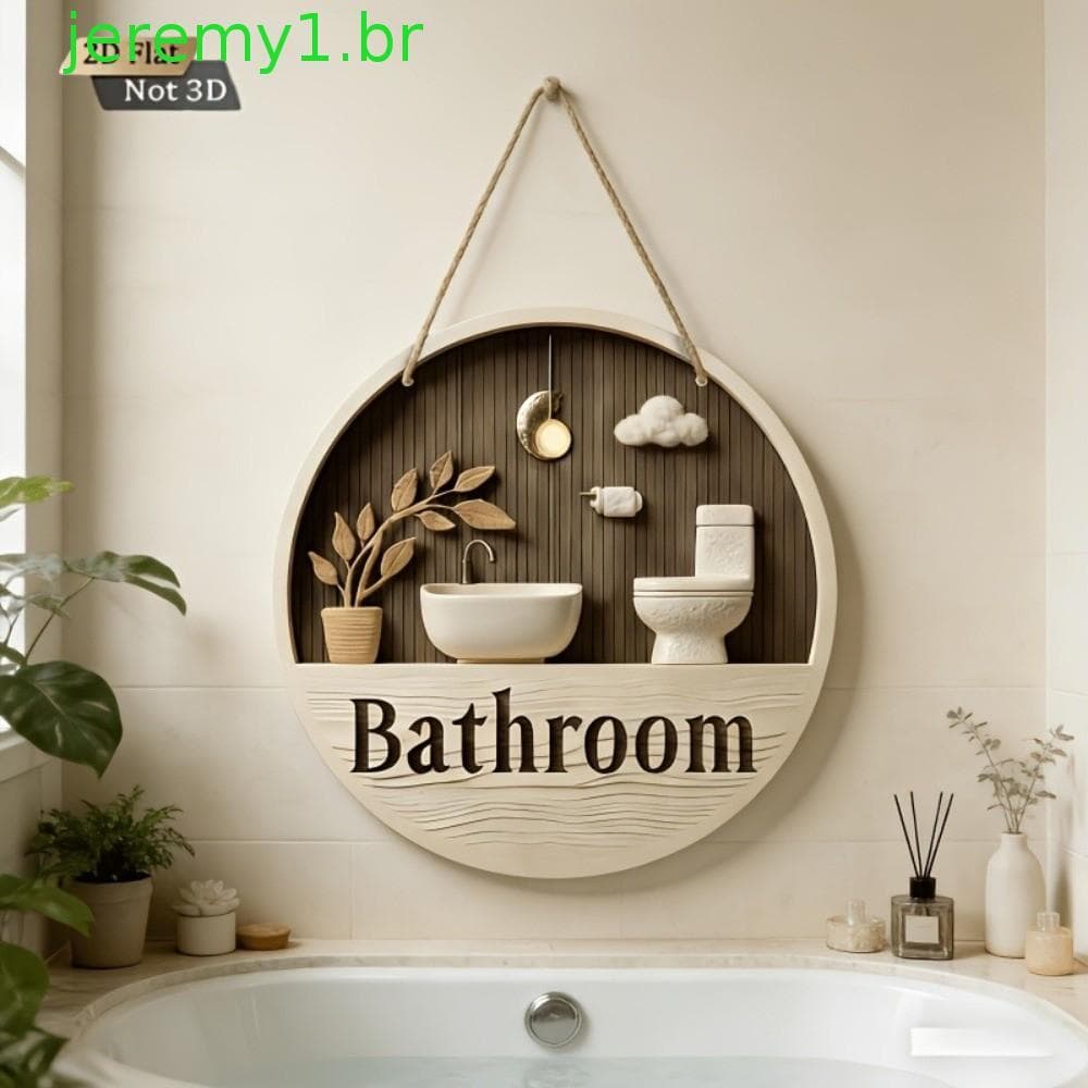 JEREMY1 Placa De Sinalização De Banheiro , Sinal De Arte De Parede Retrô , Ornamento De Suspensão Decorativa Plano 2D
