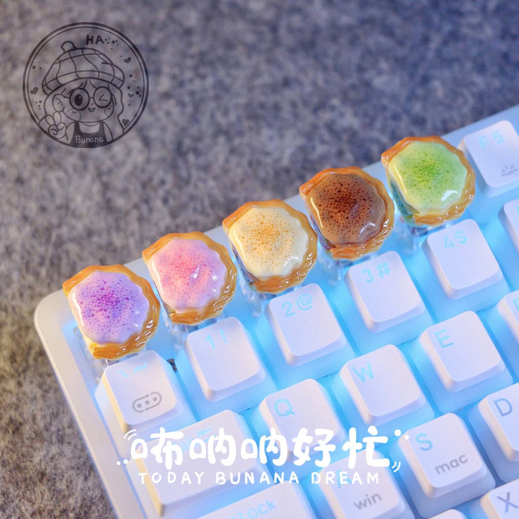 Único keycap sanduíche ovo Tart keycap criativo keycap teclado mecânico eixo cruz pode ser instalado casal presente de a