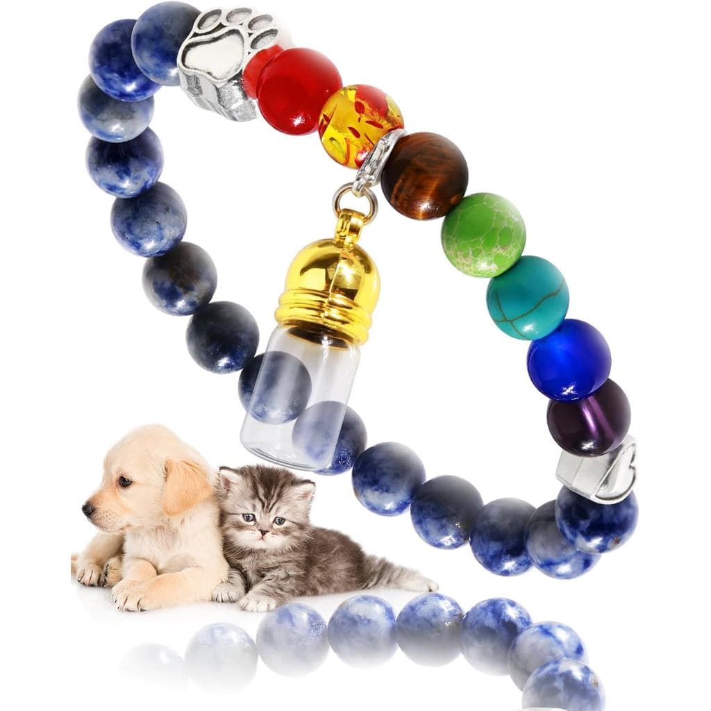 Presente Comemorativo para a Perda de Cães e Gatos, Pulseira em Frasco de Vidro com Ponte do Arco-Íris, Urna Cilíndrica
