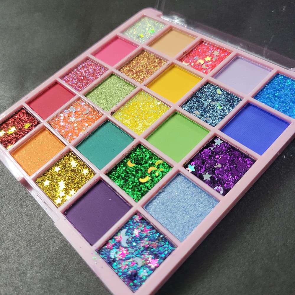 Paleta de sombras de cor perolada, 25 cores, sem cola, Gel de lantejoulas, piscando, lantejoulas grandes, maquiagem de p