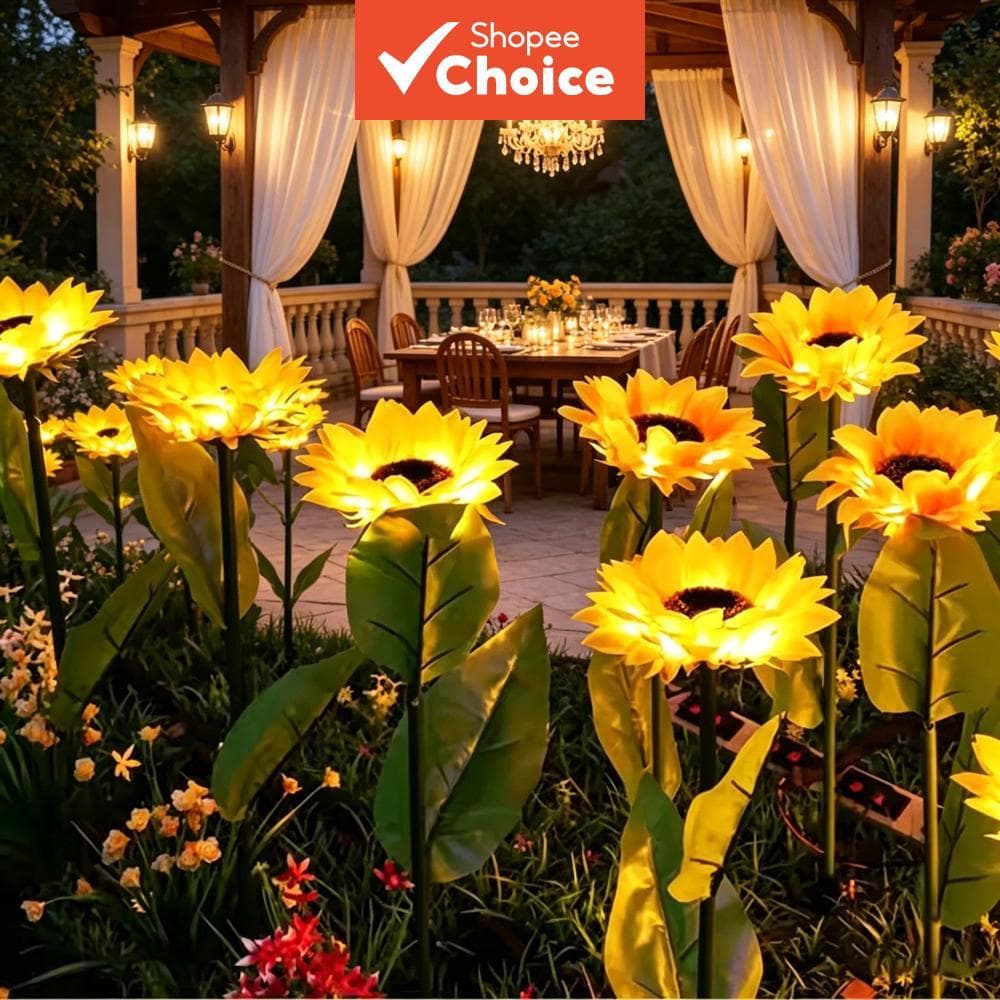 Luz Solar LED Para Gramado Externo De Girassol-Lâmpada Noturna À Prova D'água Jardim-Decoração De Casamento Em Casa E Pa