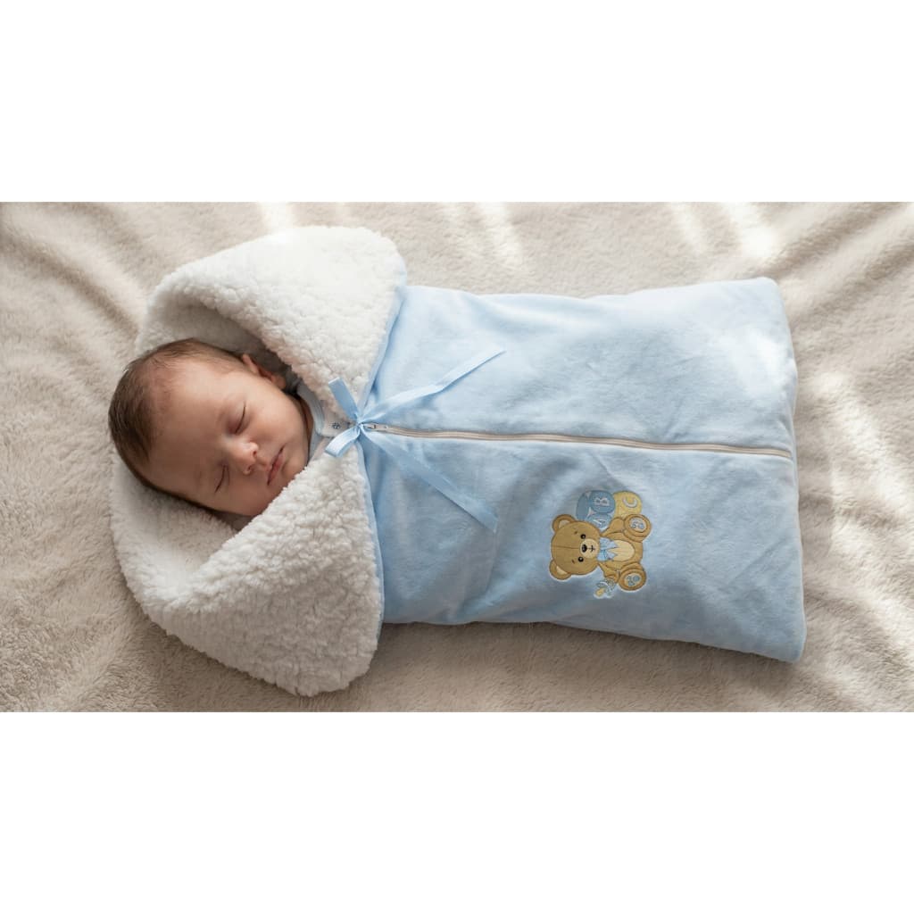 Saco de Dormir Fofo para Bebê com Sherpa – Azul bebê , Rosa bebê e Bege