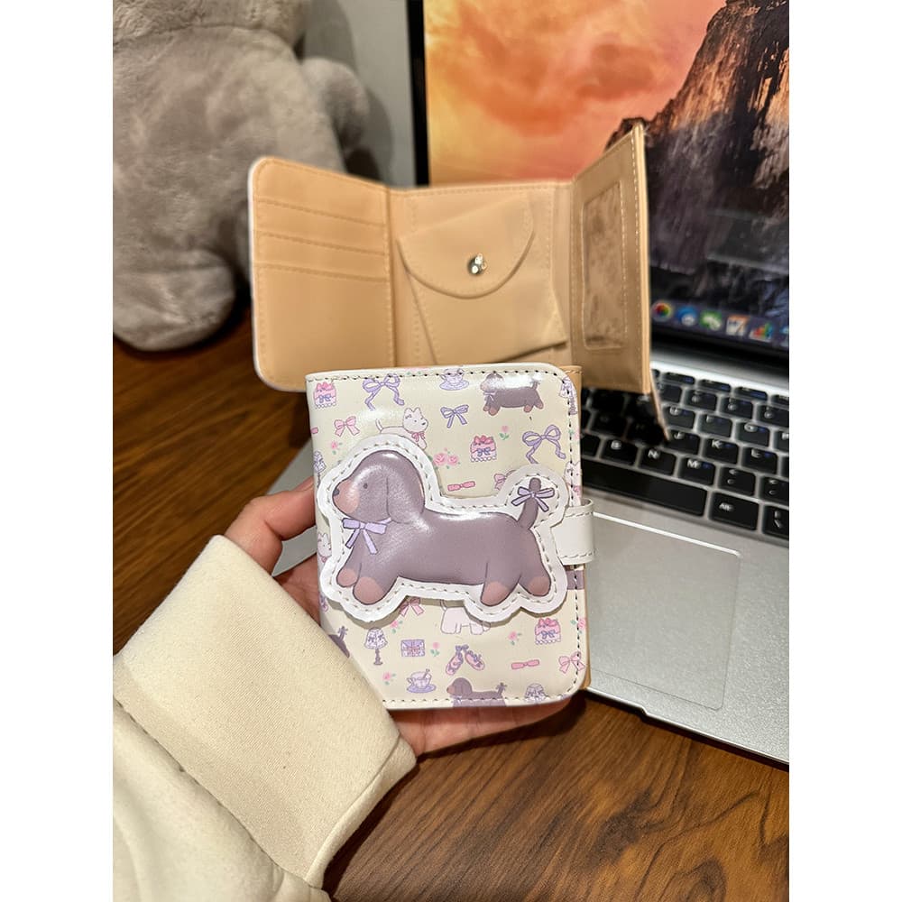 Original estilo coreano Floral Dachshund 30% de desconto carteira pequena titular do cartão grande capacidade Multi-cart