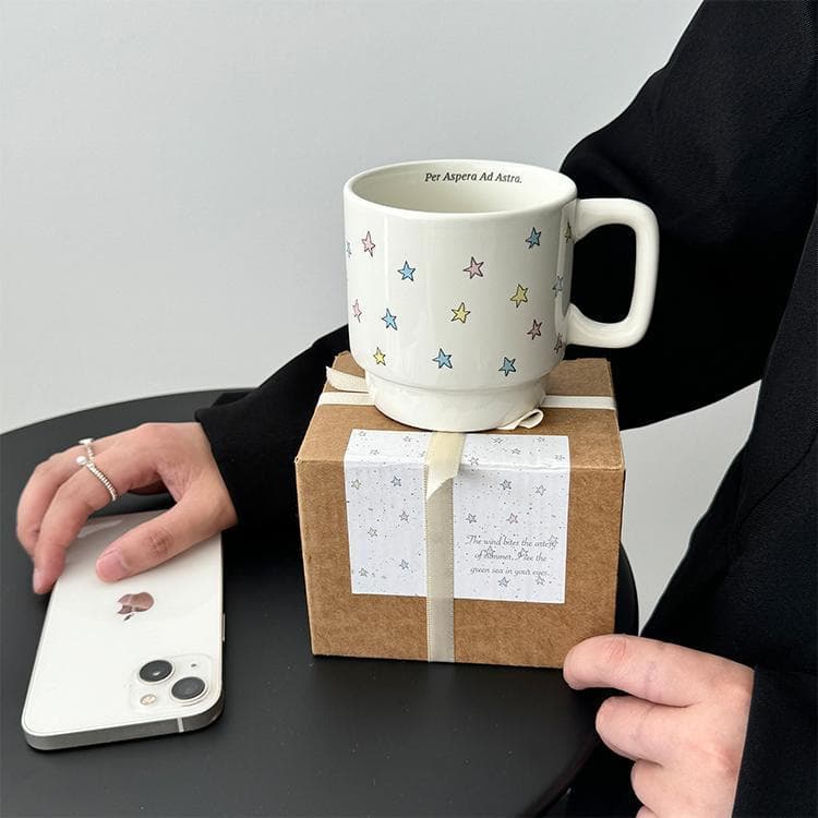 Entrega de caixa de presente ~ Original caseiro menina coração estrela caneca de cerâmica xícara de café de alto valor p