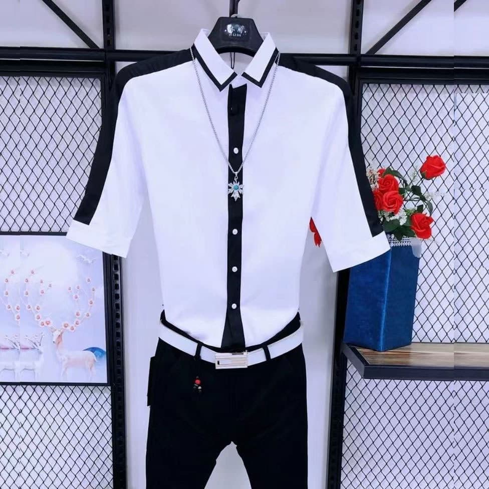 Camisa influenciadora masculina verão versão coreana na moda espírito cara meia manga na moda camisa de manga média masc