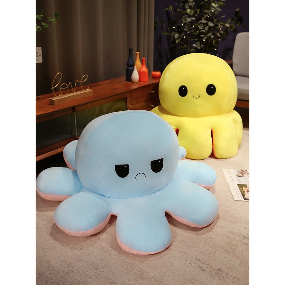 Mudança de rosto Oversized polvo boneca travesseiro irritado dupla Face polvo Flip brinquedo de pelúcia boneca presente