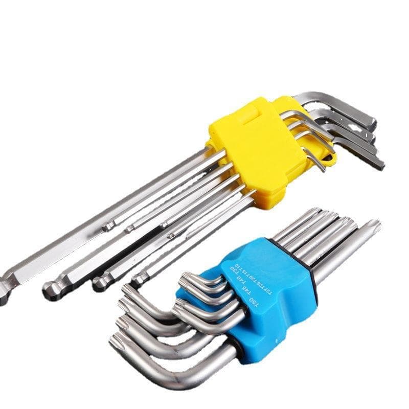 Hufei chave Allen de aço cromo vanádio estendida conjunto de nove peças Torx 6 chave quadrada chave de fenda em forma de