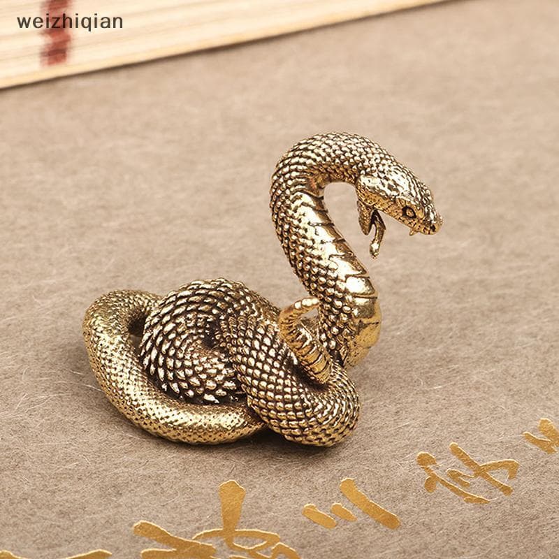 [T & B] Decorações De Ornamento De Cobra De Cobre Vintage , Chá , Animal De Estimação , Estatuetas De Boa , Miniaturas ,