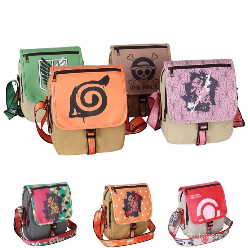 Bolsa de Ombro Periférica de Anime Attack on Titan One Piece Naruto My Neighbor Totoro Demon Slayer, Bolsa Casual Pequen