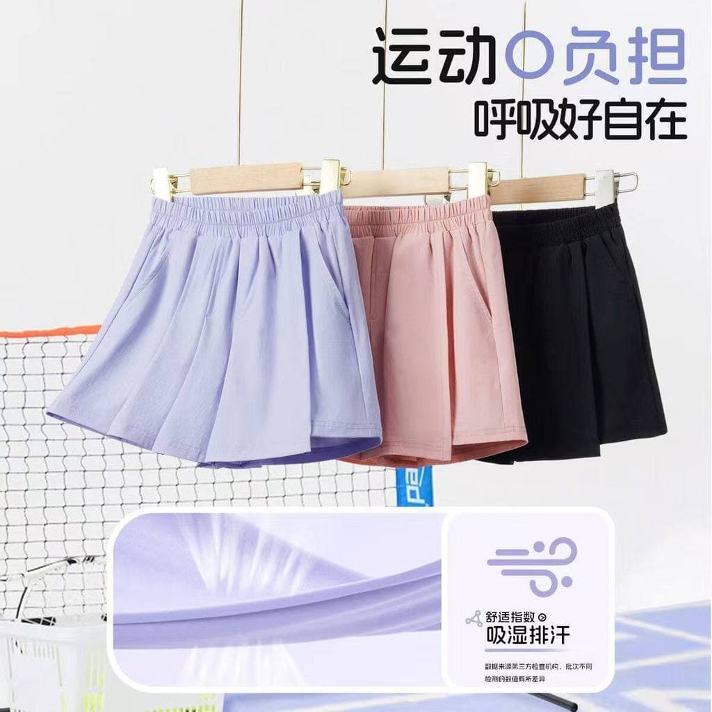 Meninas plissadas Culottes 2025 novo estilo crianças verão Shorts de secagem rápida médio grande crianças respirável Ant