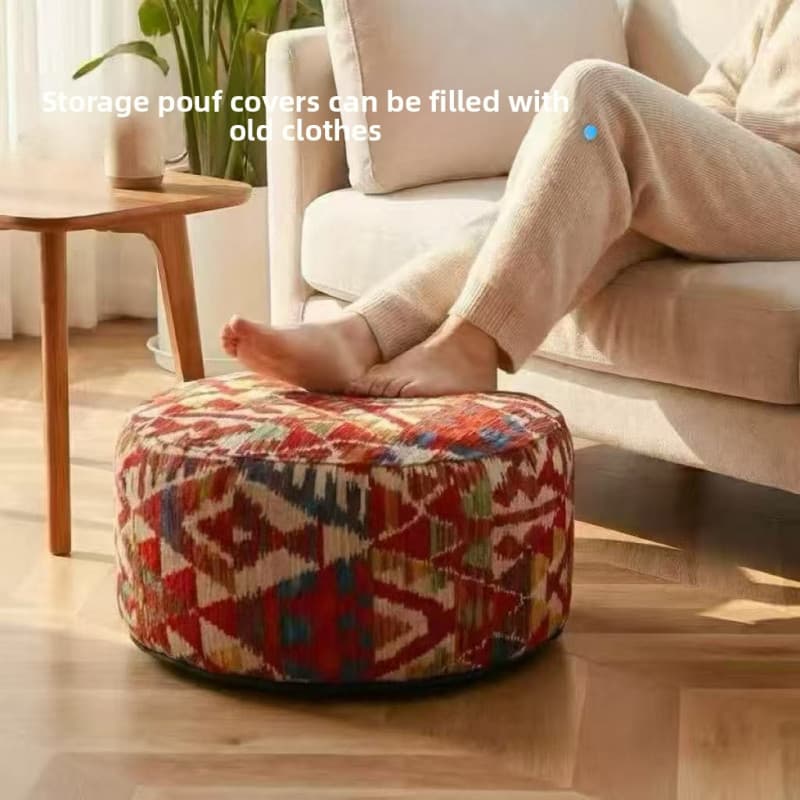 Sofá estilo marroquino removível lavável Pedal capa de almofada separada exterior couro quadrado ou redondo armazenament