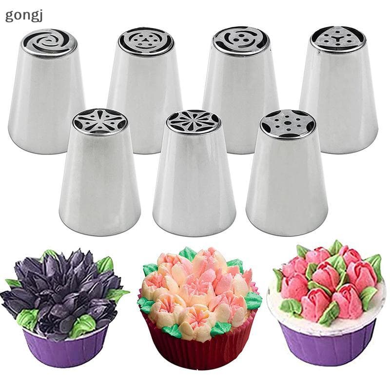 [gongj] 7/11 Pçs/Set Russo Tulipa Confeiteiro Bicos De Tubulação De Aço Inoxidável Flor Creme Dicas De Pastelaria Ferram
