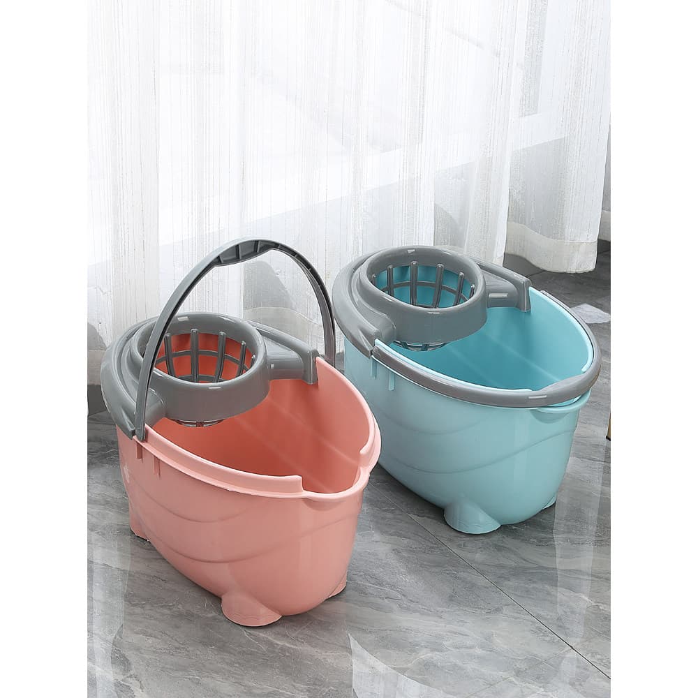 Balde giratório para esfregão, sem mão, plástico doméstico, chão, esfregão, à moda antiga, dormitório com cesta de drena