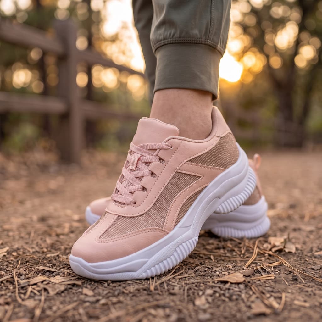 Tênis Feminino Rosa Forrado Plataforma Sola Alta Confort Tenis Casual Dia Dia Macio Leve Promoção
