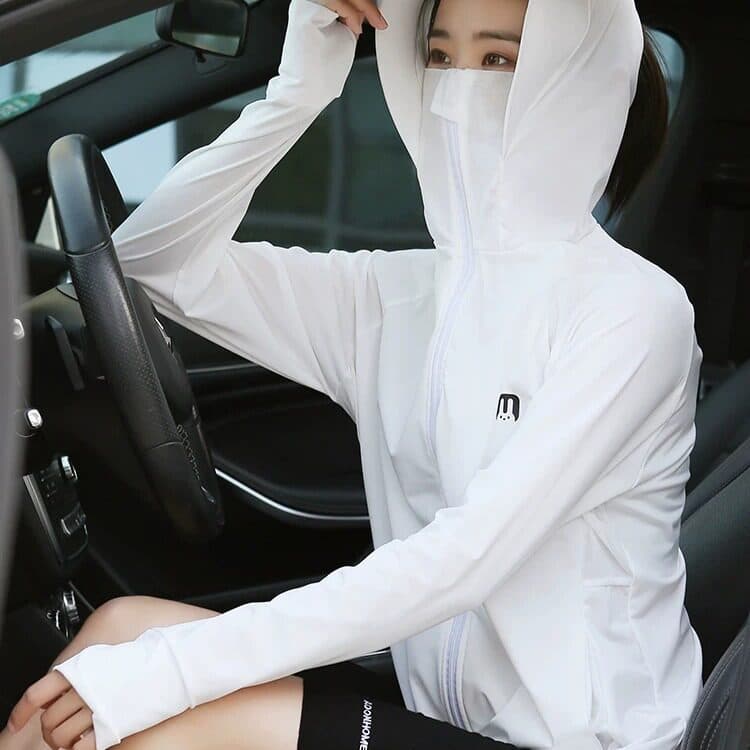 Protetor solar de seda gelo roupas femininas 2025 verão novo estilo à prova de ultravioleta com capuz jaqueta fina de ma