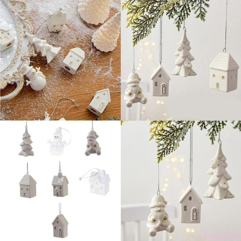 Decorações Árvore Natal Cerâmica Branca Decorativa Ornamento Temático Para Tapeçarias Adorno