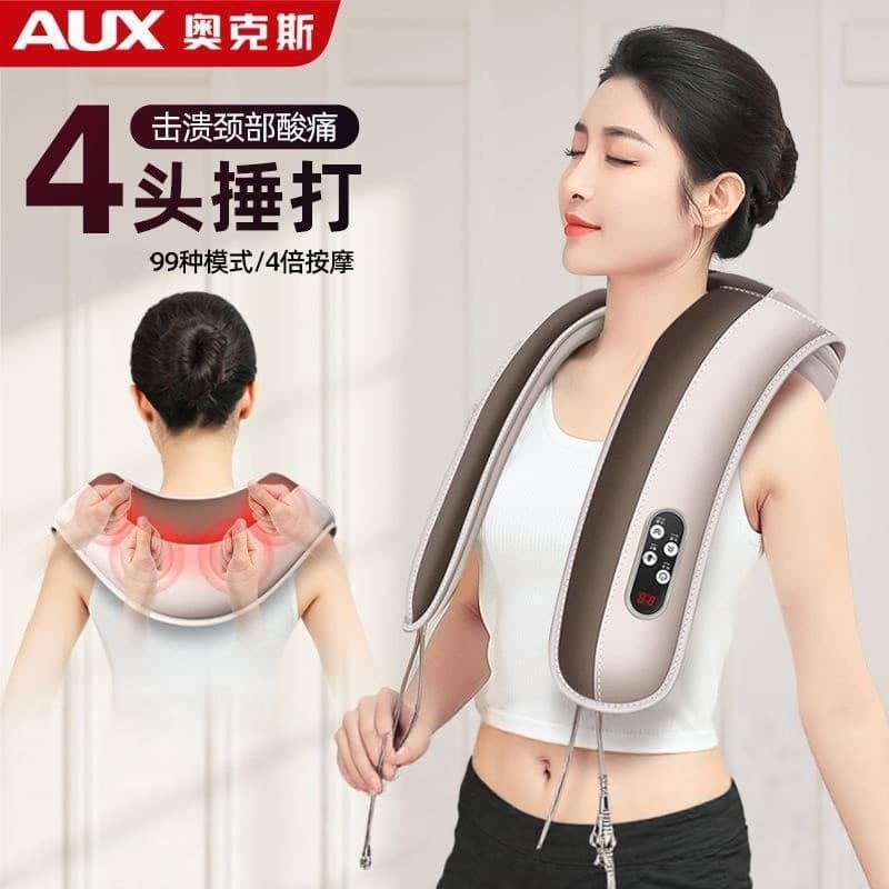 Aox massageador de coluna Cervical, ombro, pescoço, massagem, xale, massageador corporal doméstico, quatro cabeças, Mas
