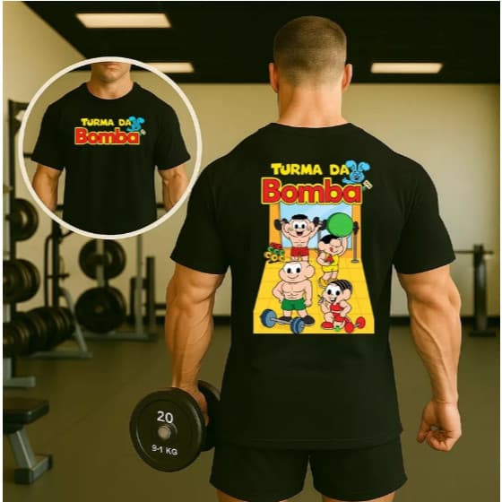 Camiseta Masculina Academia Meme Turma Da Bomba 100% Algodão