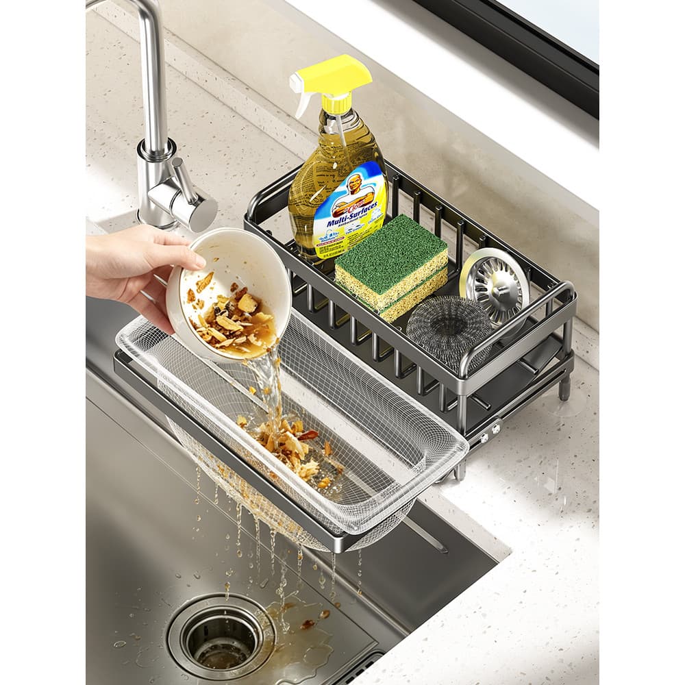 Prateleira de cozinha pia pano dreno Rack doméstico multifuncional bancada pia lavar louça armazenamento líquido ferrame