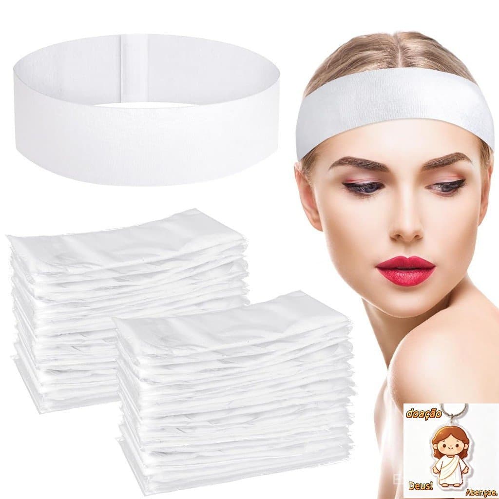 50 Peças Descartáveis Spa Facial Headbands Estiramento Não-Tecido Macio Cuidados Com A Pele Faixa De Cabelo Fechamento