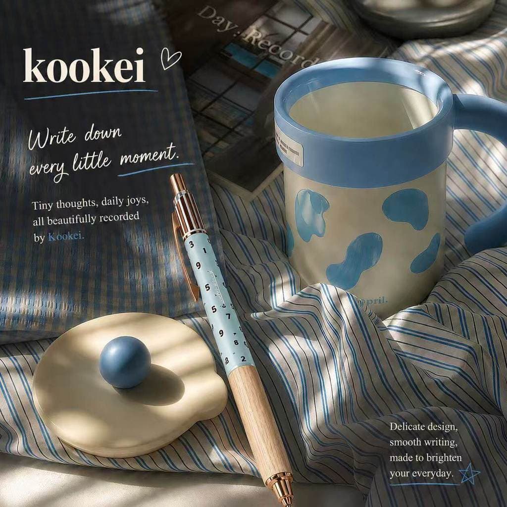 KOOKEI Oak Pen Holder Caneta Gel 0.5mm/ST Nib Caneta de Metal liso de secagem rápida para escritório estilo japonês