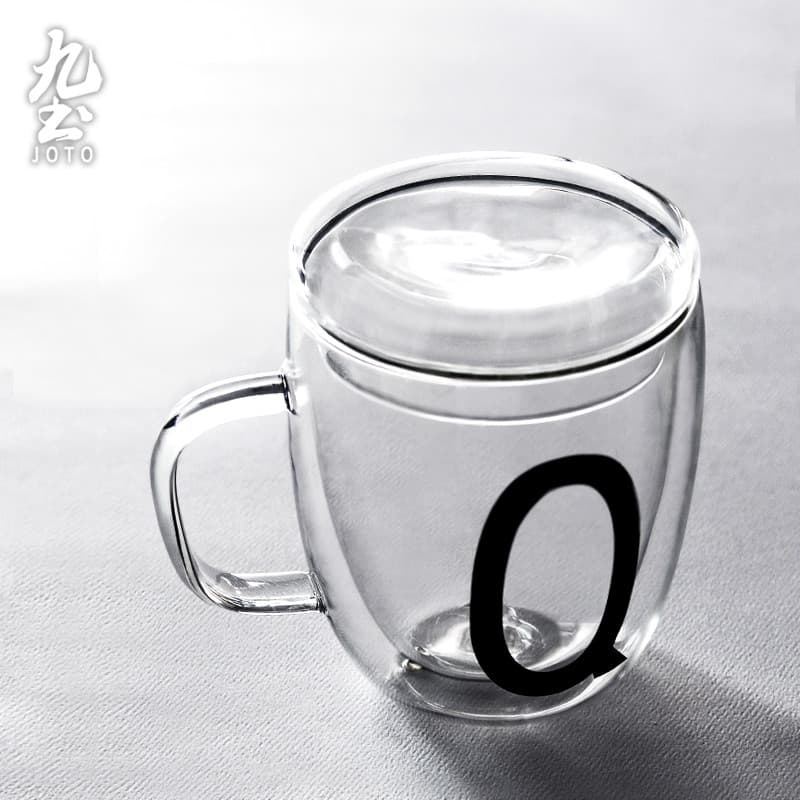 Tampa de copo de vidro duplo acessórios caneca criativa simples casal xícara de café vidro resistente ao calor leite flo