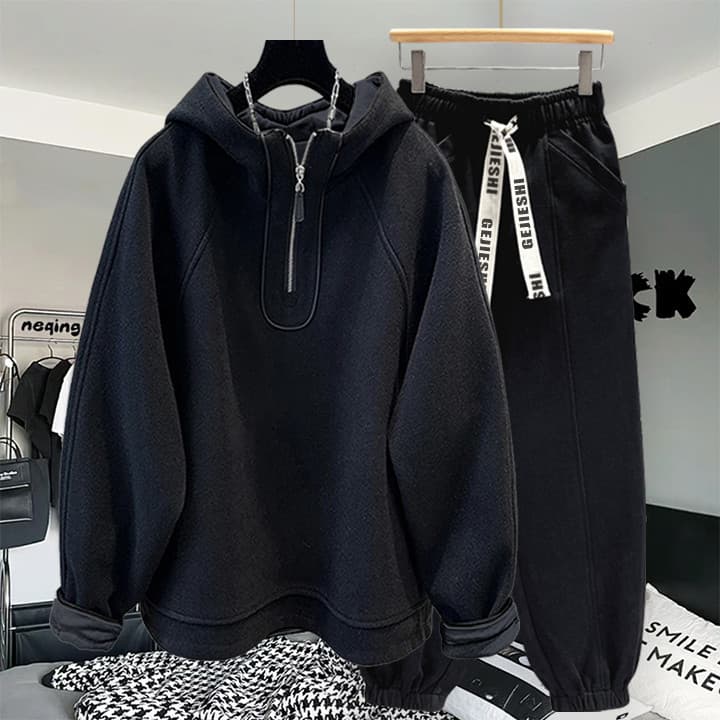 Primavera outono Casual tamanho grande com capuz terno masculino quente manga Raglan costura topo casal solto moletom ma