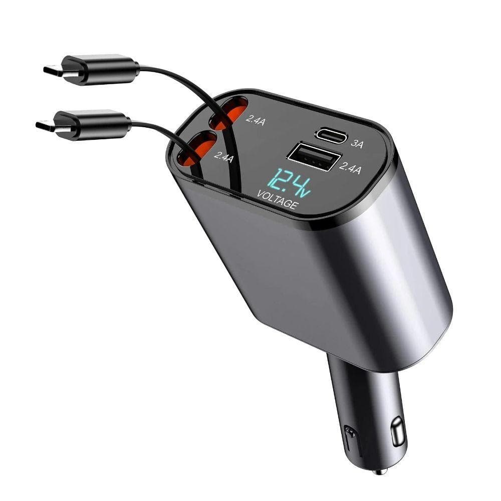 Carregador De Telefone Para Carro  , Rápido De 120 W 4 Em 1 , Cabos Retráteis De 80 Cm