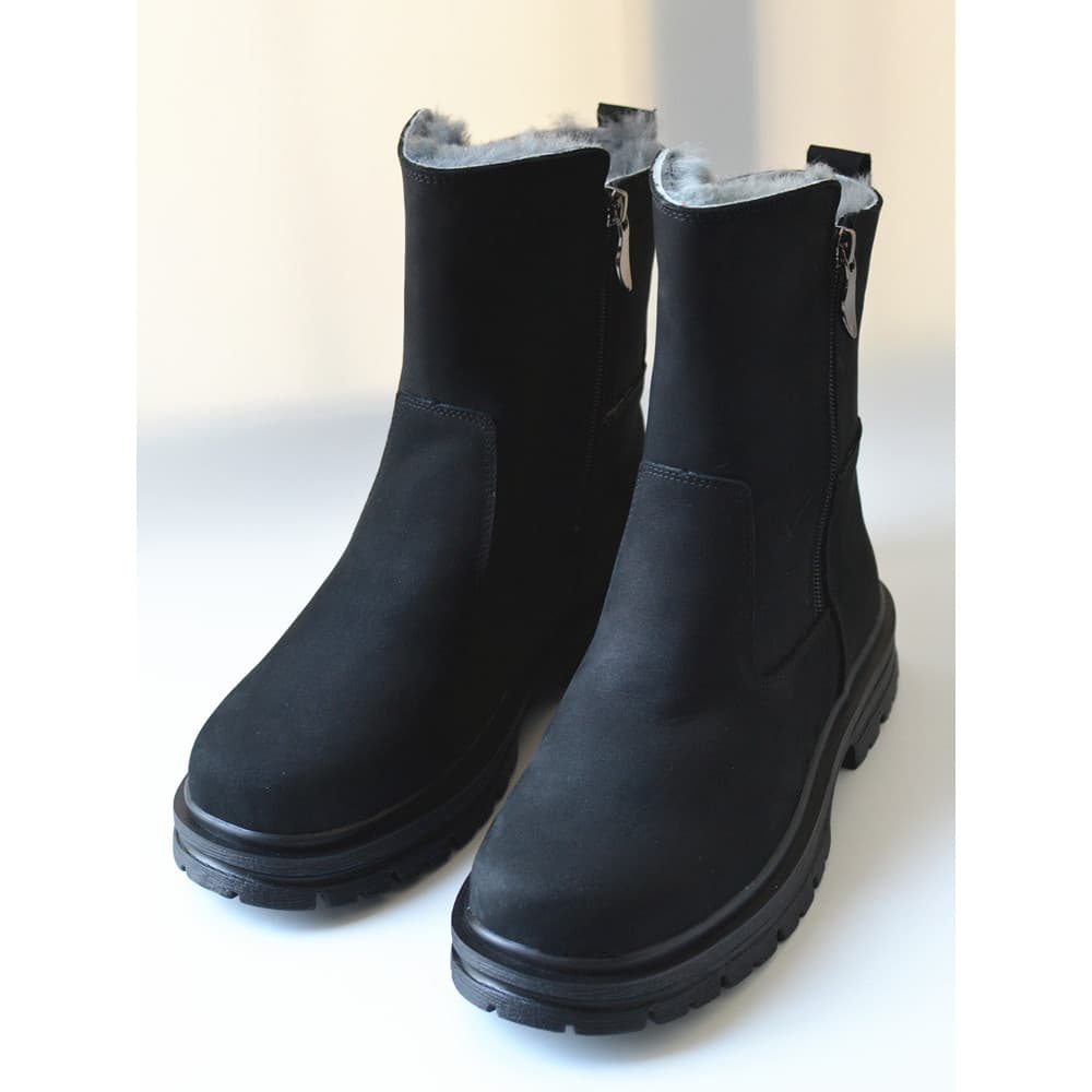 Mulheres novo estilo de couro genuíno lã pele de uma peça antiderrapante sola macia meados de tubo botas de neve simples