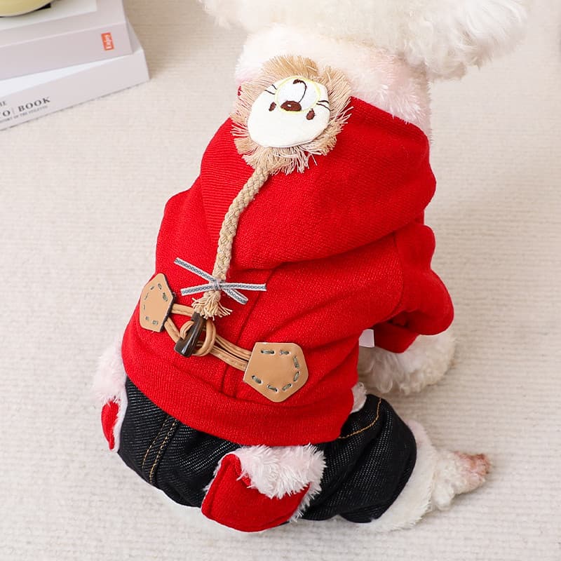 Roupas de cachorro outono inverno grosso quatro patas Pet Teddy Pomeranian Bichon Schnauzer vermelho ano novo roupas de