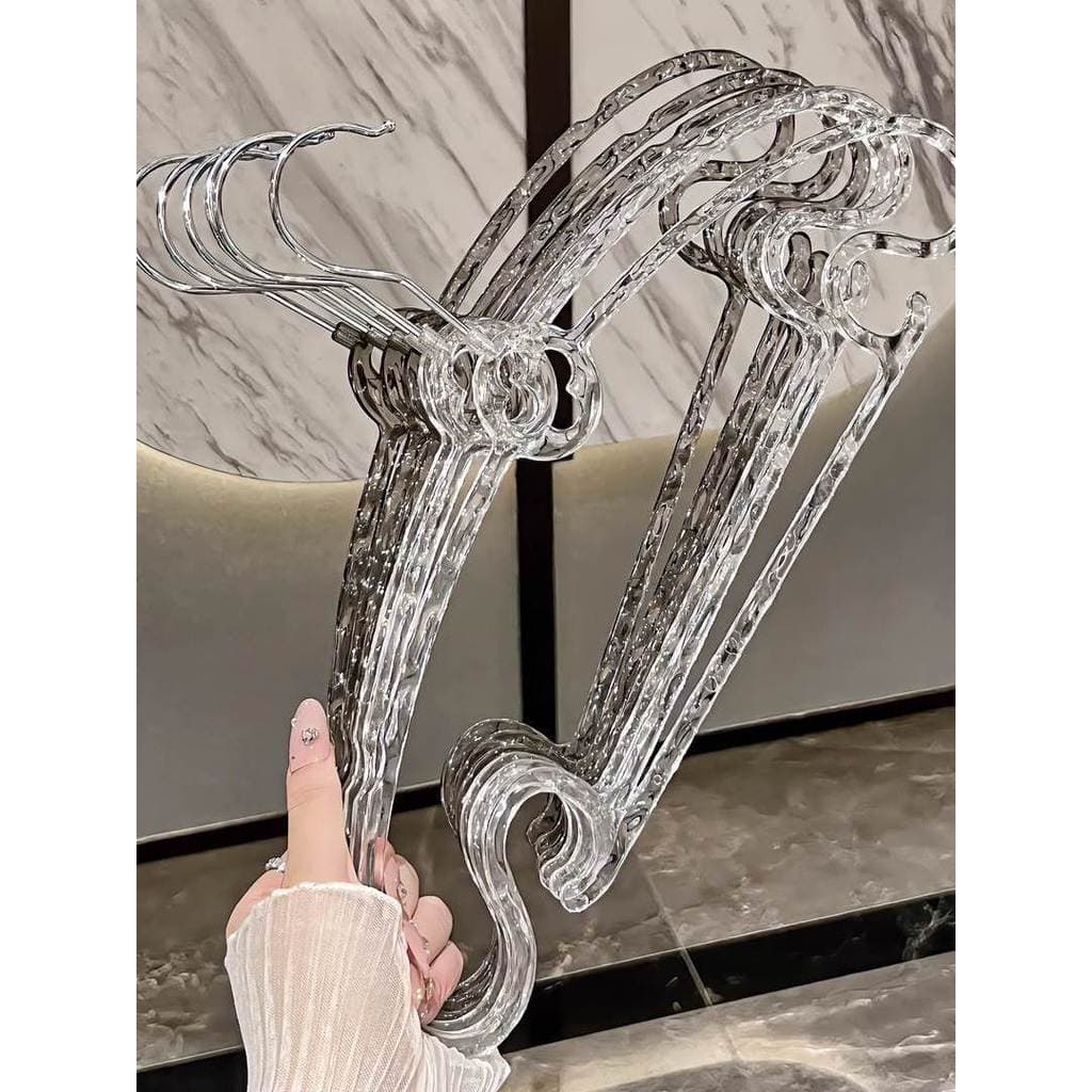 Simples transparente glaciar padrão cabide luz luxo acrílico negrito cabide Anti-deslizamento sem costura cabide roupas
