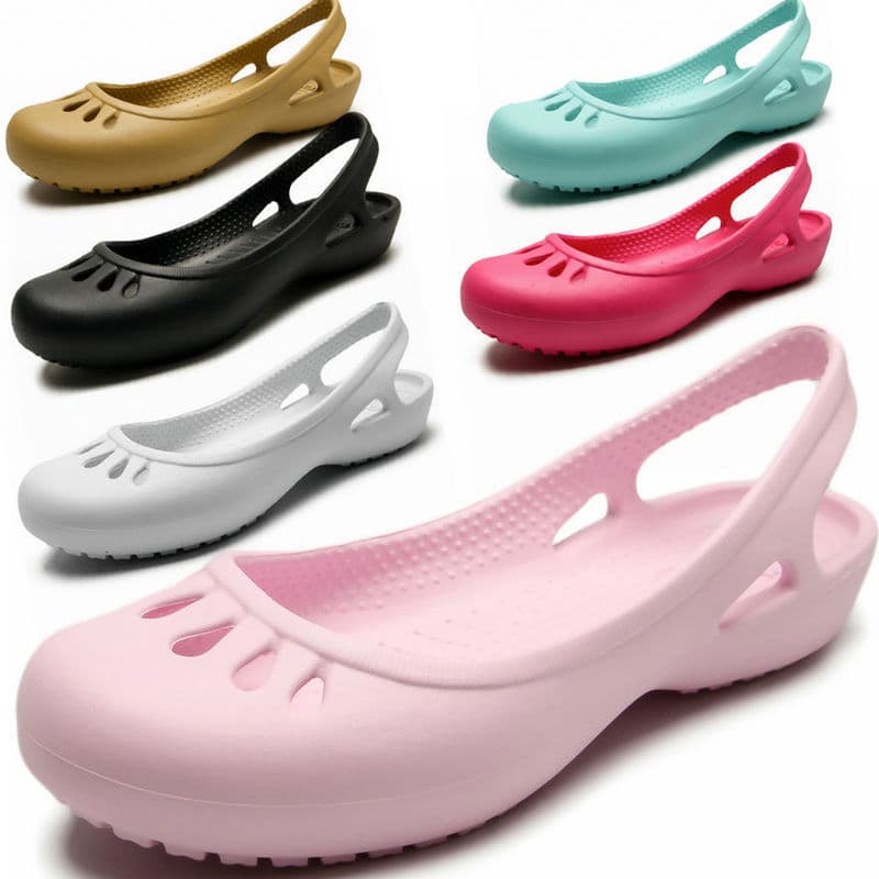 Sapatos de buraco ultraleve femininos sola macia tamanho grande sapatos de praia antiderrapantes