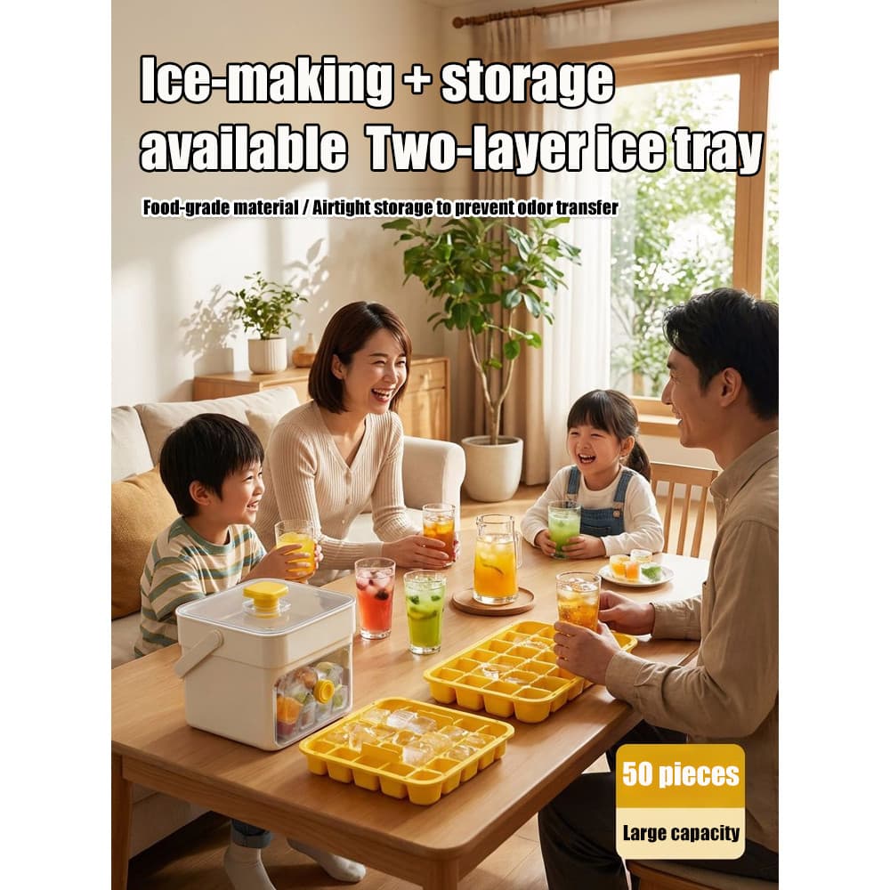 【Fácil de Usar】✅ Food-Grade Press Ice Cube Maker ✅ Forma de Gelo/Balde de Gelo/Armazenamento de Gelo/Uso Doméstico