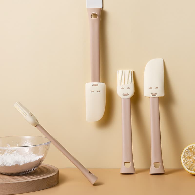Criativo Smiley Face Vertical espátula de Silicone resistente a altas temperaturas ferramentas de cozimento escova creme