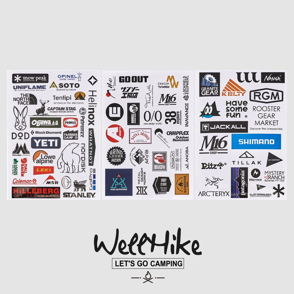 WELLHIKE Logotipo ao ar livre Mala Laptop Ski Board Caixa de pesca Camping Adesivo grande à prova d'água