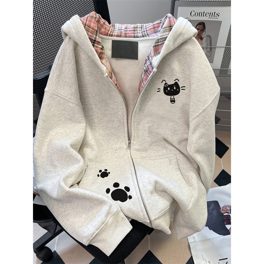 2025 nicho coreano chique bonito gato moletom Cardigan feminino primavera outono inverno moda única jaqueta ins