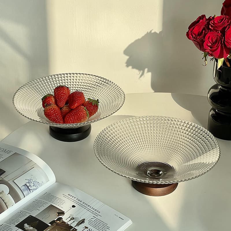 Prato de frutas de vidro sala de estar mesa de café luz doméstica luxo High-End mesa frontal bandeja de doces nozes frut