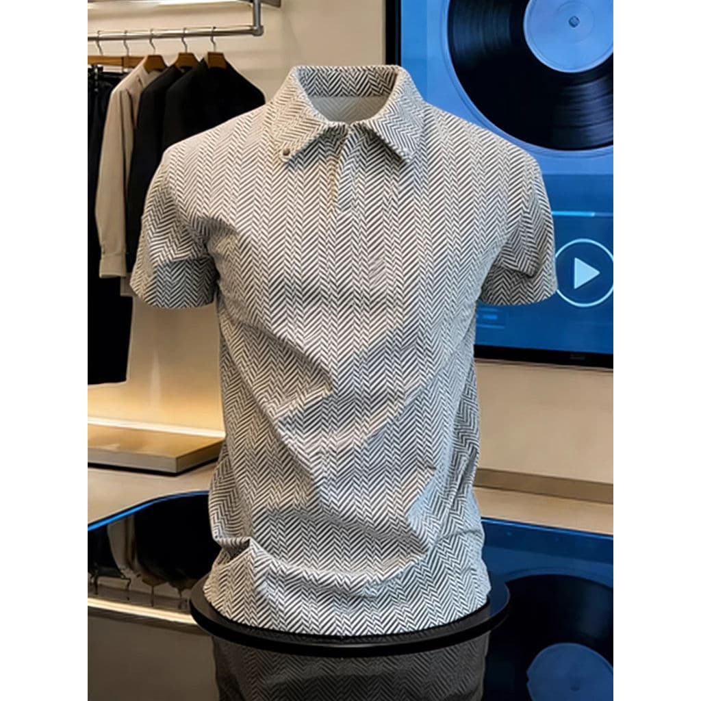 Camisa polo de lapela com padrão de trigo, manga curta, masculina, feminina, verão, respirável, Casual, cleanfit, meia m