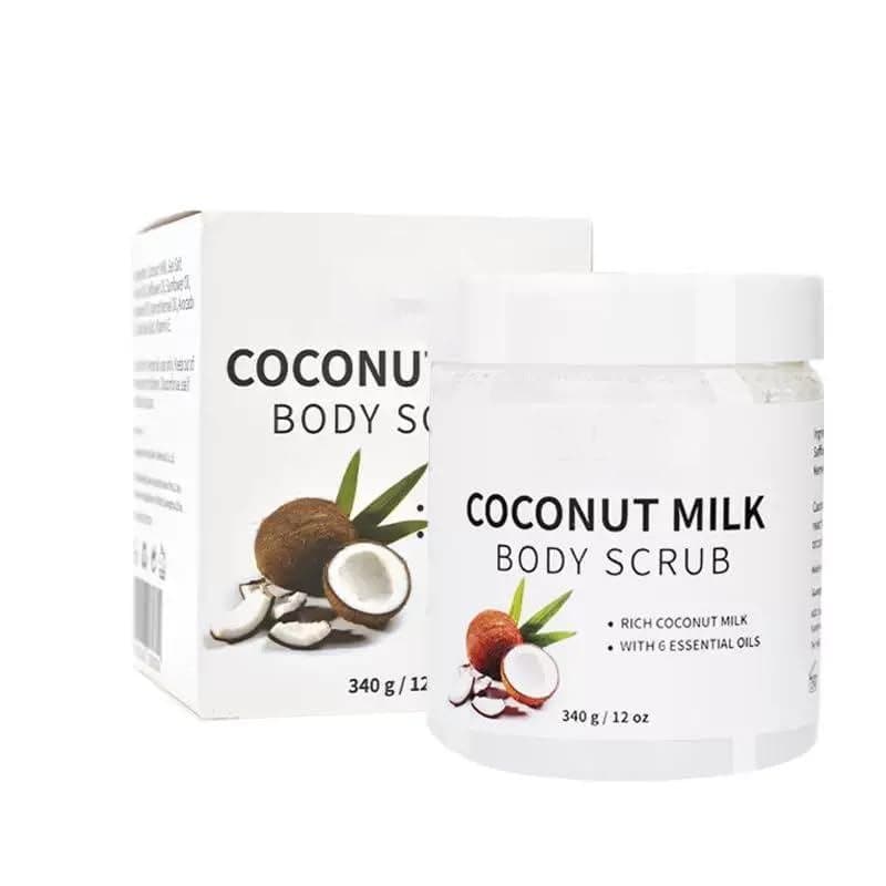 Esfoliante de Leite de Coco, Hidratante e Nutritivo para Corpo, Rosto, Mãos e Pés com Sal do Mar Morto, Óleo de Abacate