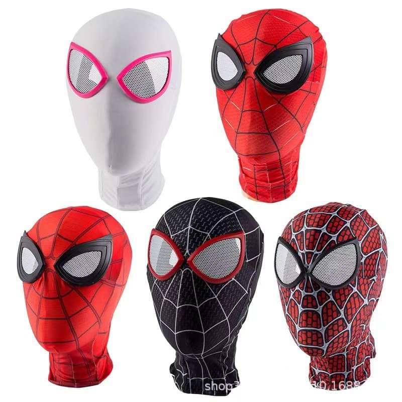 Máscara de Cosplay de Super-Herói, Capuz de Herói Aranha, Fantasia de Miles Iron, Acessório de Cabeça com Lentes Removív