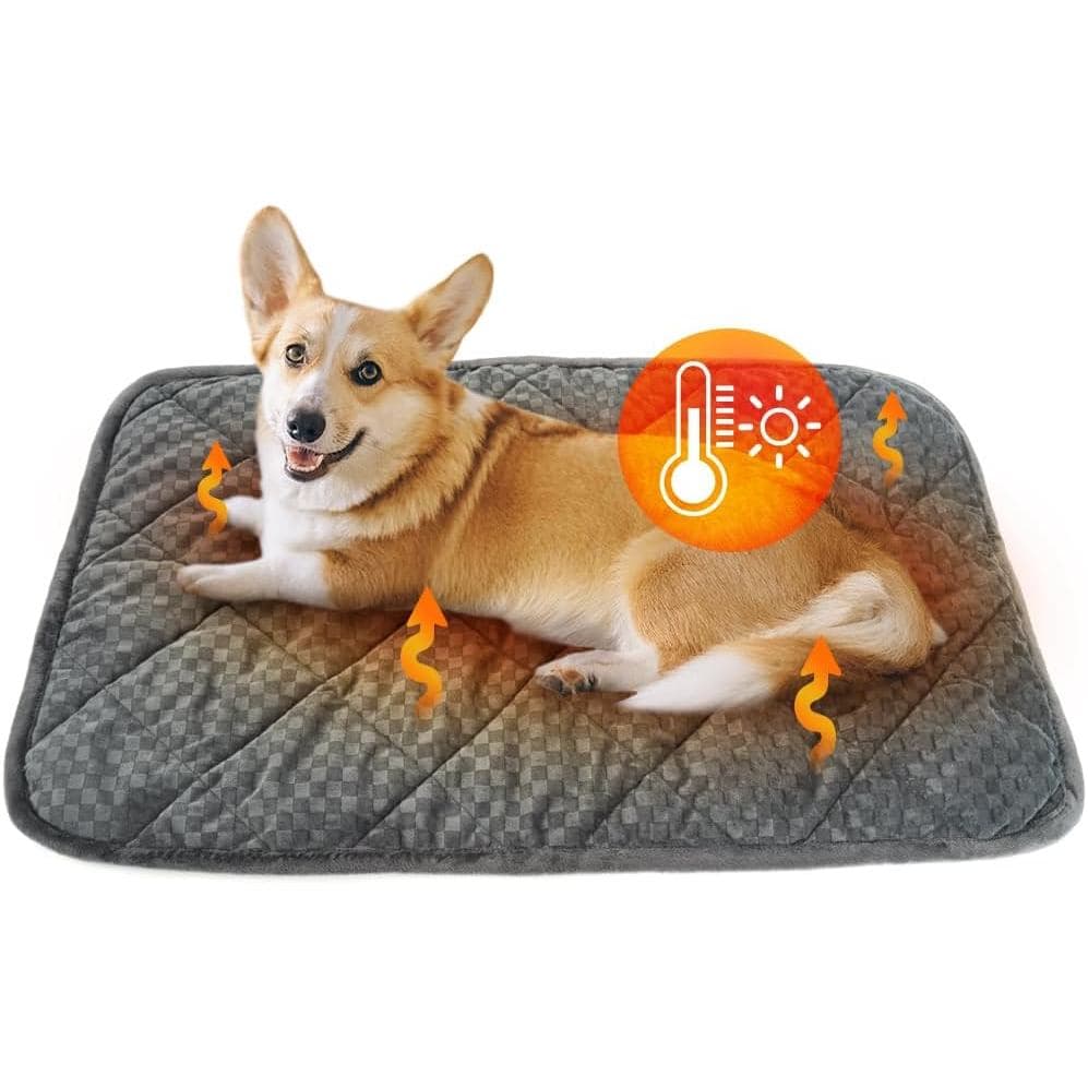 Cama para Gato ARGOPET (30x19in) Autoaquecível, Poliéster, Cinza Xadrez, 16oz, Lavável à Máquina, Antiderrapante, Tapete