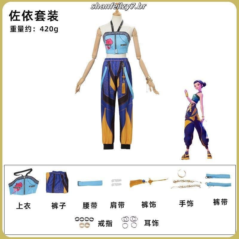 Fantasia de Cosplay Kpop Rumi para Mulheres Caçadoras de Demônios Cantora HUNTRIX, Traje Preto, Perucas, Roupas para Fes