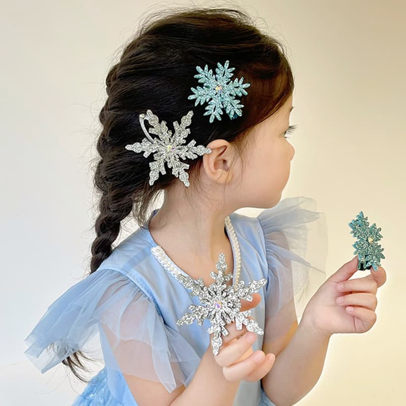 Princesa elsa cocar azul floco de neve hairpin meninas franja quebrada hairpin crianças novo estilo acessórios de cabelo