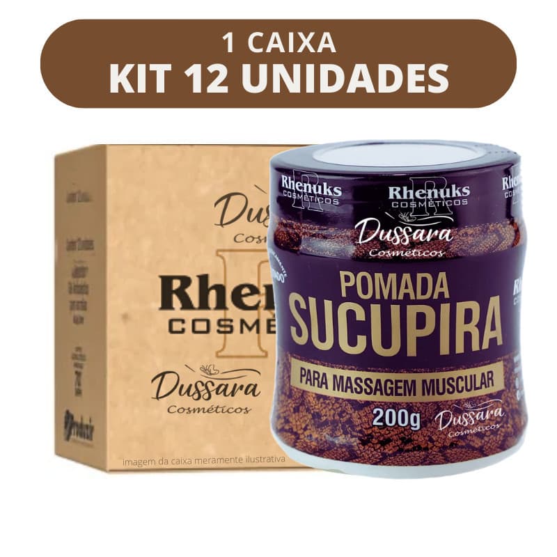 Kit 12 Pomadas Para Massagem Muscular Sucupira (Extra-Forte) 200g Rhenuks