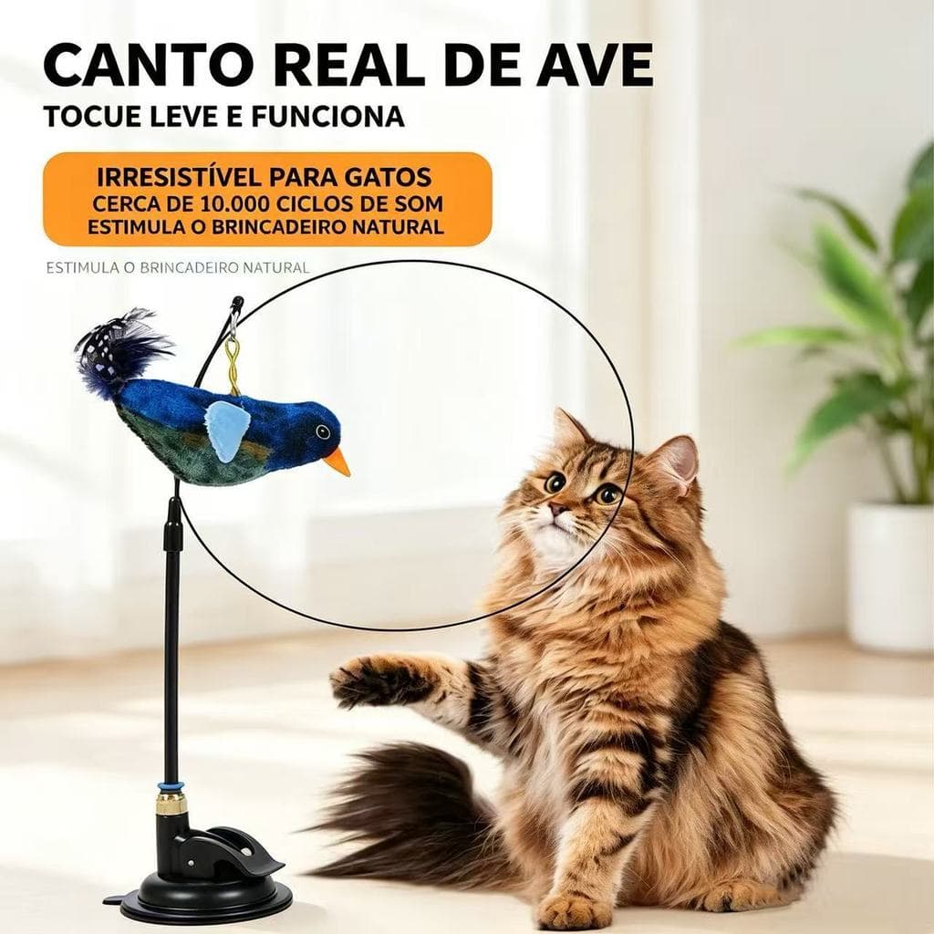 Brinquedo de caça para gatos, varinha provocadora, rotação automática de 360 ​​graus, base com ventosa.