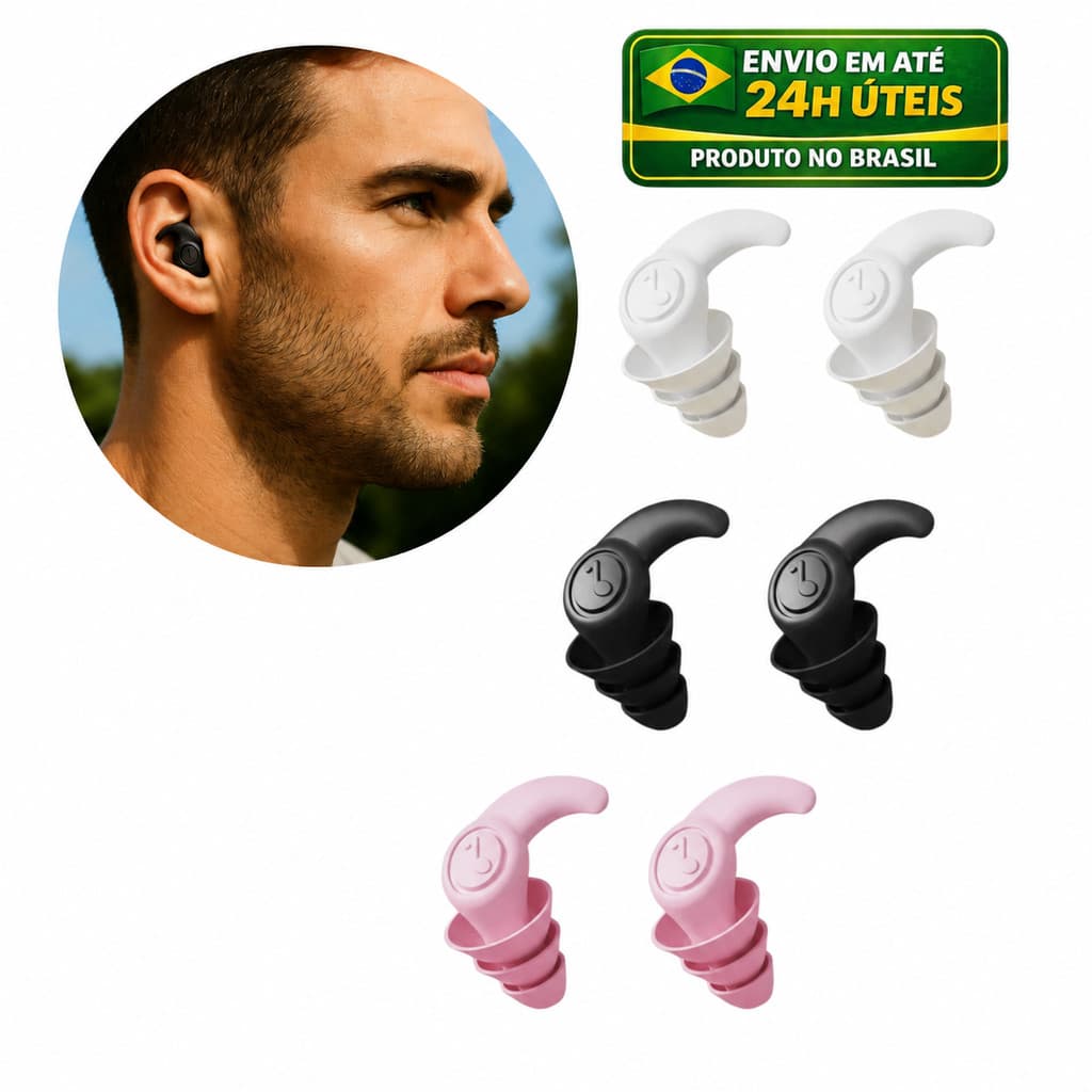 Par de Protetores Auriculares de Silicone 40dB Antirruído