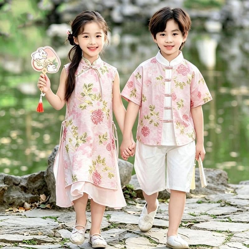 Meninos verão Hanfu terno chinês meninas trajes de desempenho novos trajes chineses crianças verão